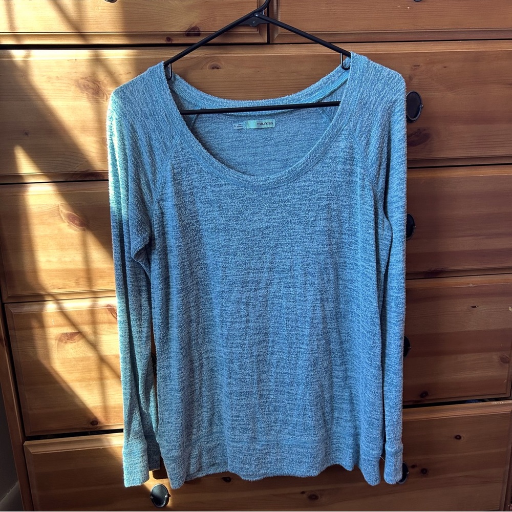 Green/Blue Maurice’s Top Size Small Long Sleeve Scoop Neck